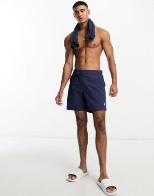 Polo Ralph Lauren Monaco lux nylon mid swim shorts in navy