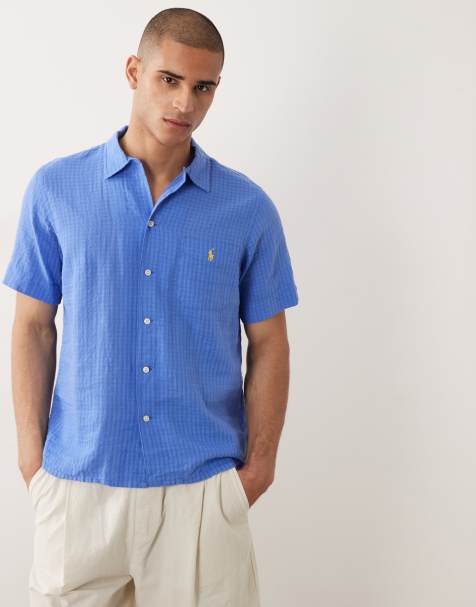 Polo Ralph Lauren – Mörkblå skjorta i bäckebölja med korta ärmar - view 1