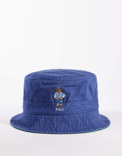 Polo Ralph Lauren – Mörkblå solhatt med broderad björn i denim - view 1