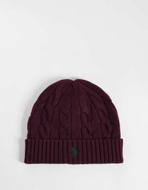 Polo Ralph Lauren mössa med ikonlogga och kabelstickning i burgundy - view 1