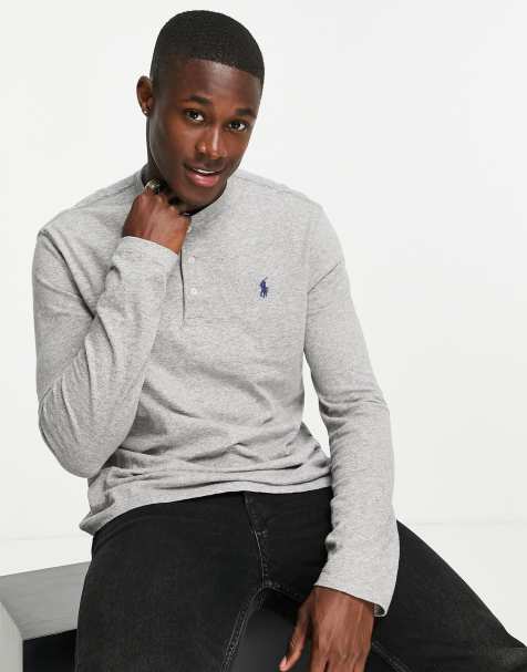 Polo Ralph Lauren - Mørkegråmeleret Henley-top med lange ærmer og ikonlogo - view 1