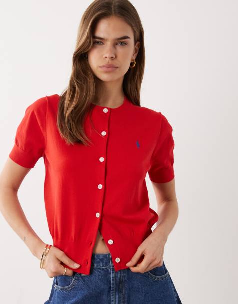 Polo Ralph Lauren - Mørkerød cardigan med korte ærmer - view 1
