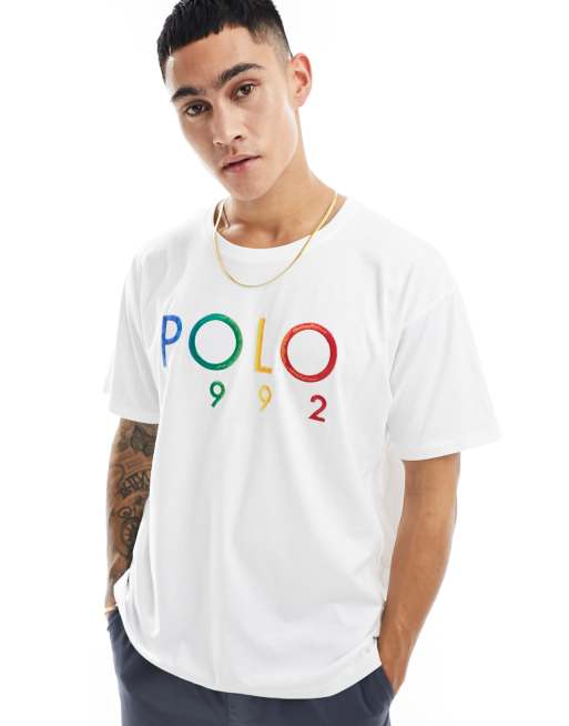 Polo Ralph Lauren multi 1992 logo t-shirt big oversized fit in white | ASOS