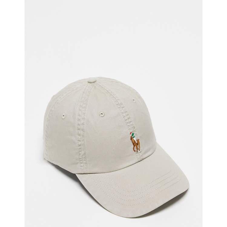 Polo Ralph Lauren multi icon logo twill baseball cap in tan