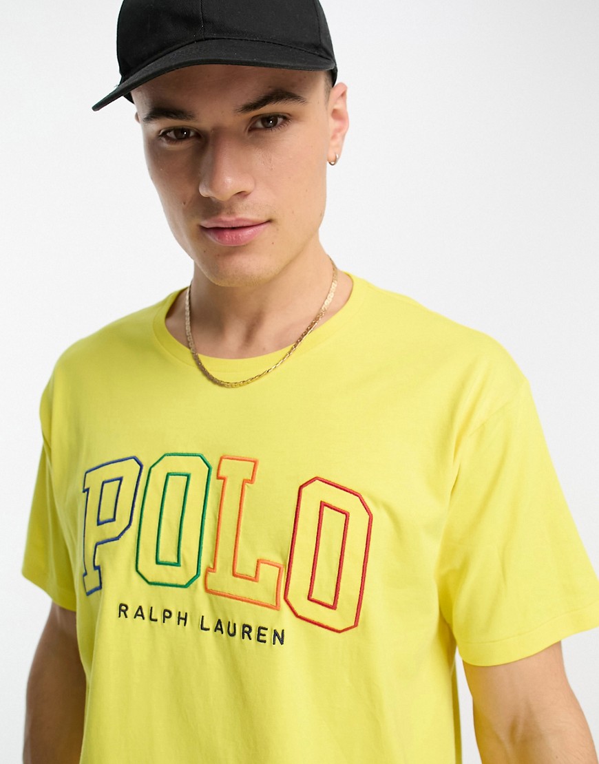 Polo Ralph Lauren multi logo oversized fit t-shirt in yellow