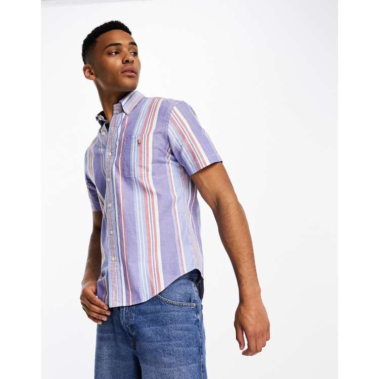 Striped button down shirt clearance short sleeve