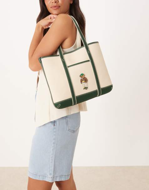 Polo Ralph Lauren – Naturvit och grön toteväska - view 1