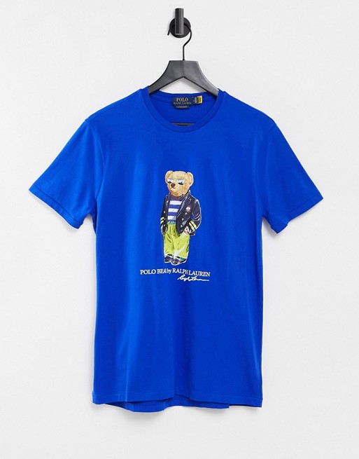 Polo Ralph Lauren nautical bear print t-shirt in sapphire star blue
