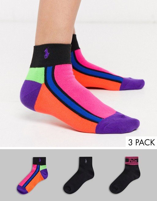 Polo Ralph Lauren neon 3 pack socks in multicolour