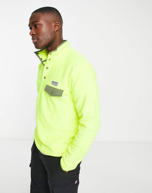 Polo Ralph Lauren – Neongul sweatshirt med kontrastfärgad ficka och dragkedja vid halsen av teddy