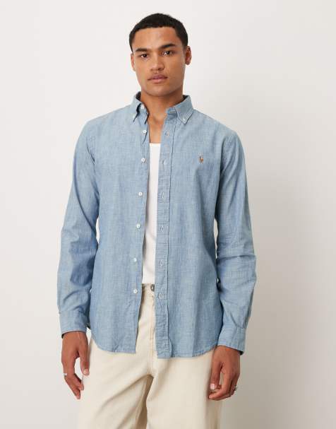 Polo Ralph Lauren custom fit denim shirt in mid blue