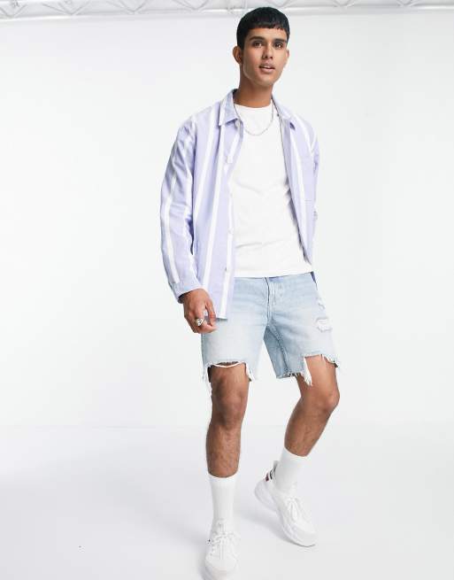 Polo Ralph Lauren – Niebieska koszula wierzchnia w wyrazisty wzór w paski z naszytą kieszenią