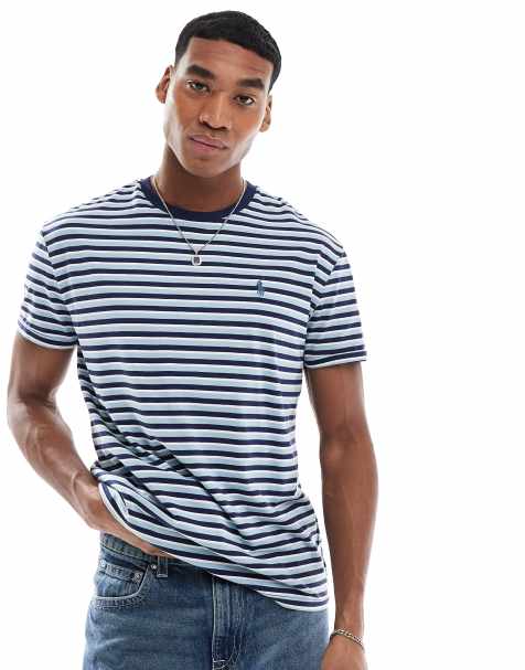 Polo Ralph Lauren – Niebieski klasyczny T-shirt oversize z kieszenią z logo i wzorem w paski - view 1