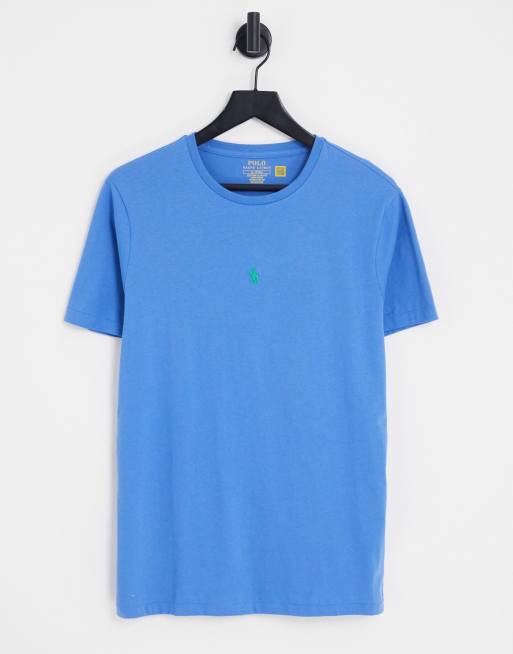 Polo Ralph Lauren – Niebieski t-shirt z logo na środku