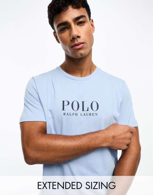 Polo Ralph Lauren – Niebieski T-shirt z logo z napisem na piersi