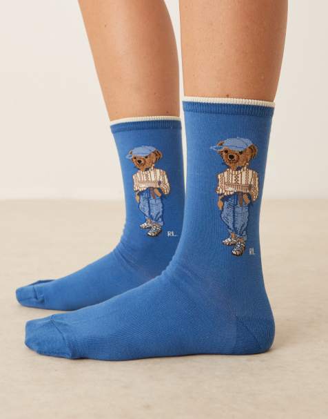 Polo Ralph Lauren – Niebieskie skarpetki z motywem misia - view 1