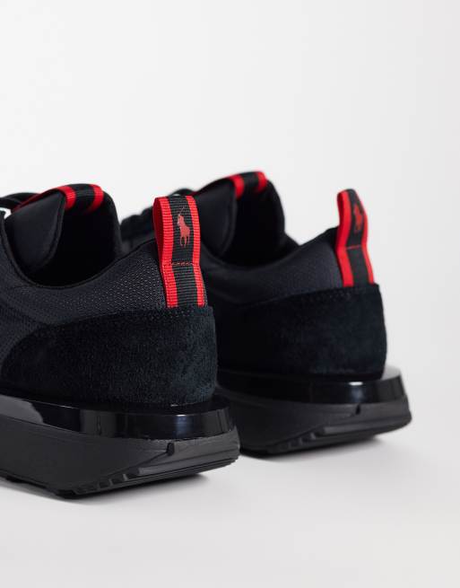 Polo Ralph Lauren niedrige Schnür-Sneaker in Schwarz/Rot, 4 von 5