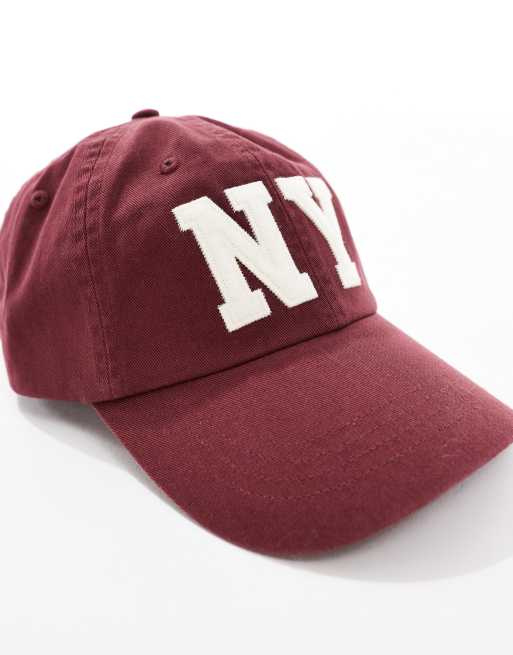Polo Ralph Lauren NY applique twill baseball cap in burgundy | ASOS
