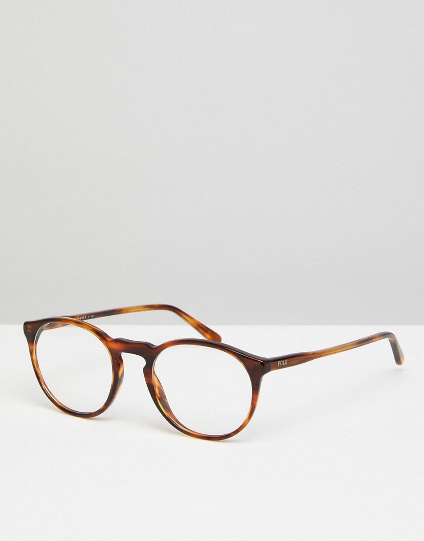 Polo Ralph Lauren - Occhiali rotondi tartarugati con lenti demo da 50 mm-Marrone