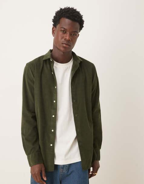 Polo Ralph Lauren - Olivengrøn slim skjorte med ikonlogo i fin fløjl - view 1