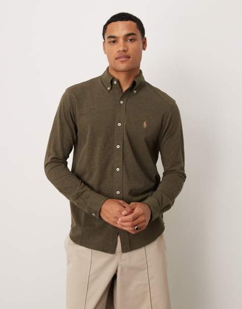 Polo Ralph Lauren icon logo pique shirt in olive green marl