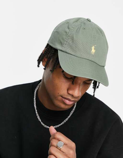 Polo Ralph Lauren – Oliwkowozielona czapka z daszkiem i logo pony