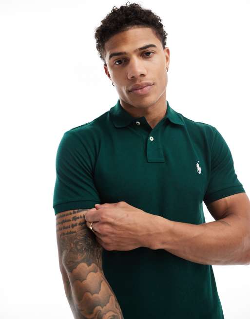 Polo Ralph Lauren – Oliwkowozielona koszulka polo z piki o dopasowanym kroju z logo