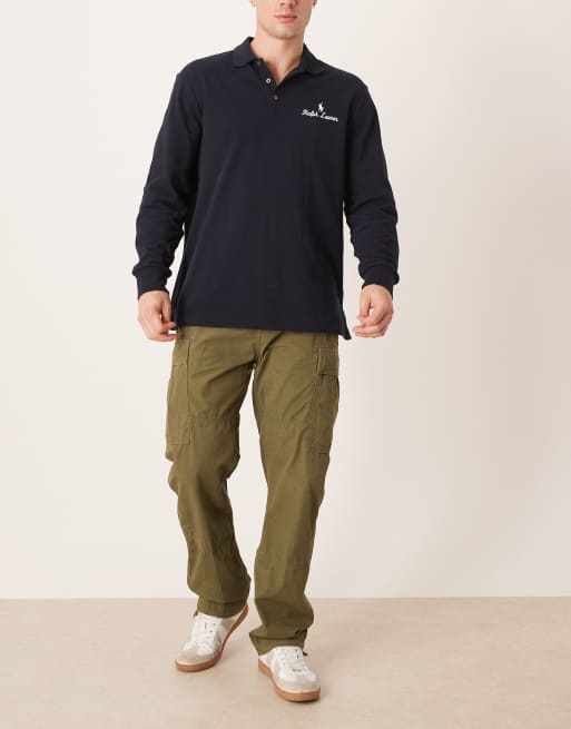 Polo Ralph Lauren – Oliwkowozielone lekkie bojówki z surowego płótna