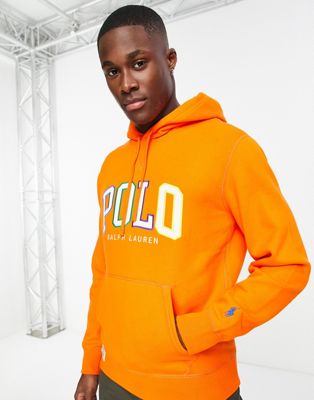 Polo Ralph Lauren ombre logo fleece hoodie in bright orange