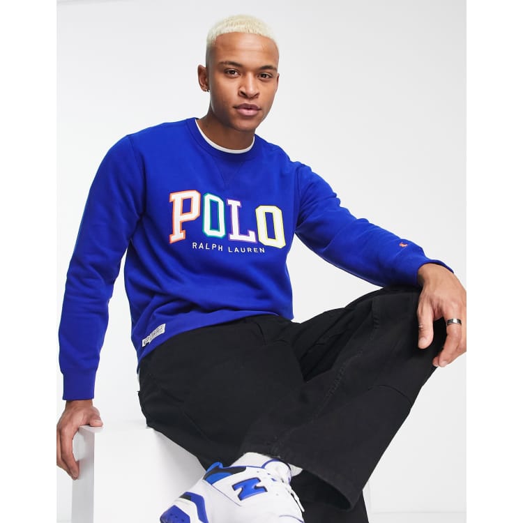 Polo Ralph Lauren ombre logo fleece sweatshirt in royal blue | ASOS