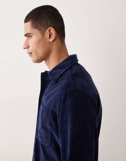 Polo Ralph Lauren Osbars zip front cord overshirt in navy, 4 of 5