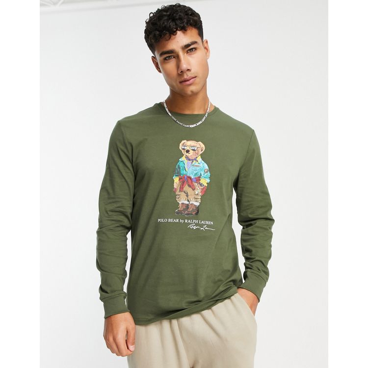Shop Polo Ralph Lauren Polo Bear Long Sleeve Shirt 710897346001-SAG green