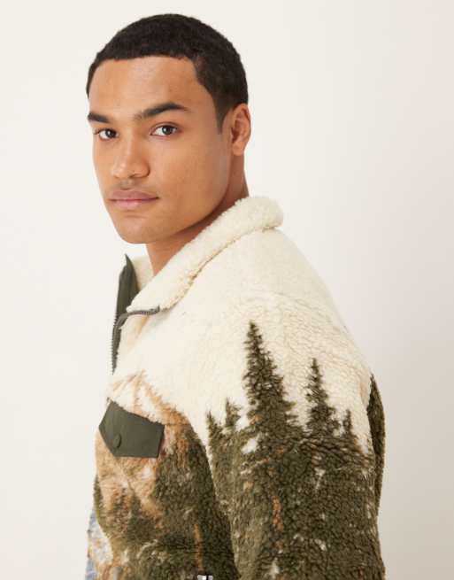 Polo Ralph Lauren outdoor scenic print borg full zip jacket in multi, 4 of 5