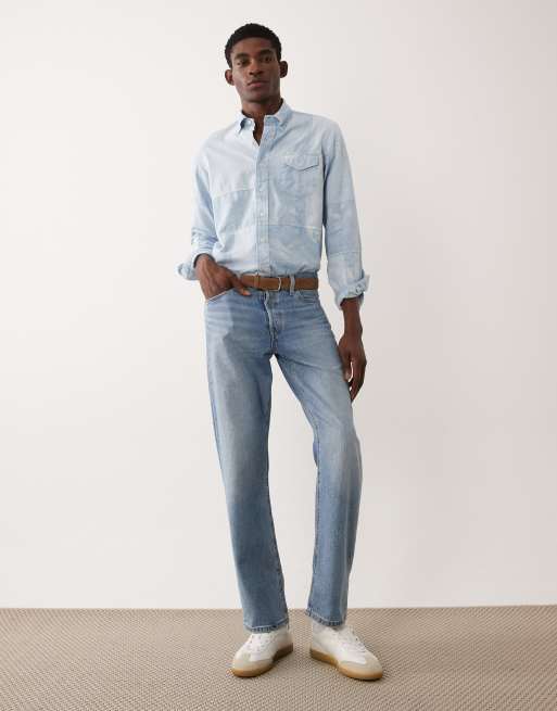 Polo Ralph Lauren - Overhemd met lange mouwen en patchwork in blauw, 2 van 5