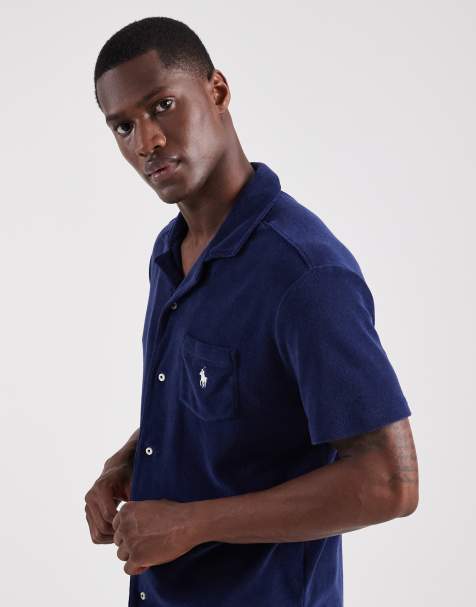Polo Ralph Lauren - Overhemd van badstof met icoonlogo en korte mouwen in marineblauw, deel van co-ord set - view 1