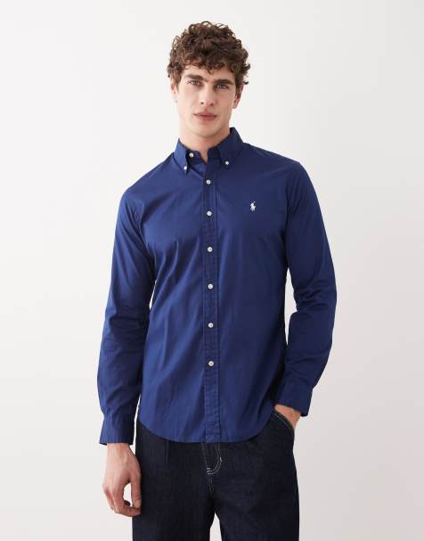 Polo Ralph Lauren - Overhemd van katoenen keperstof met icoonlogo en lange mouwen in marineblauw - view 1