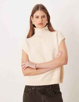 Polo Ralph Lauren - Oversize-Strickpullunder aus Leinenmix in Cremeweiß