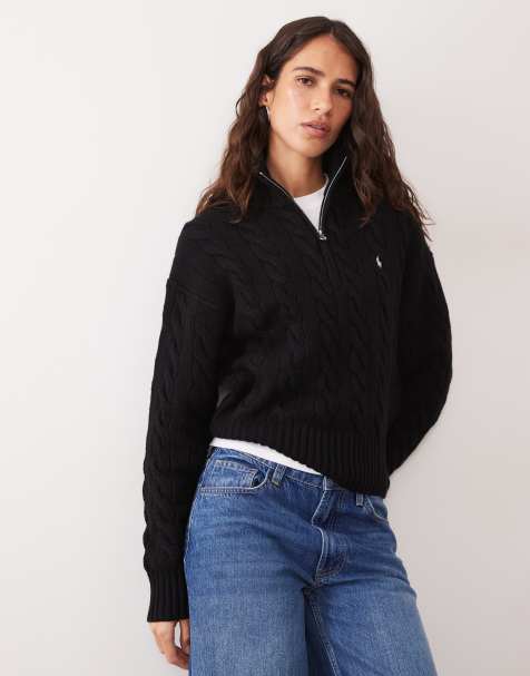 Polo Ralph Lauren oversized collared sweater in black - view 1