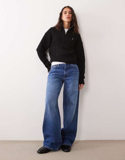 Polo Ralph Lauren oversized collared sweater in black, 2 of 4