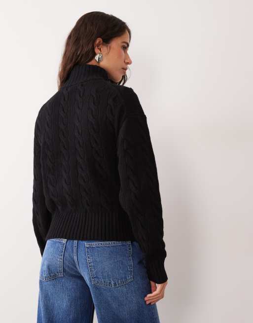 Polo Ralph Lauren oversized collared sweater in black, 4 of 4