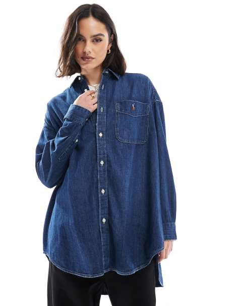 Polo Ralph Lauren - Oversized denim overhemd in donkerblauw - view 1