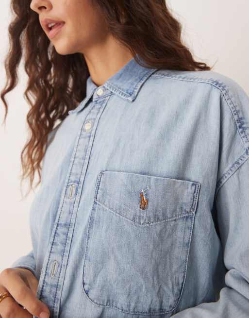 Polo Denim & Supply ラガーシャツ M Polo Ralph Lauren oversized drop hem denim shirt in light blue | ASOS