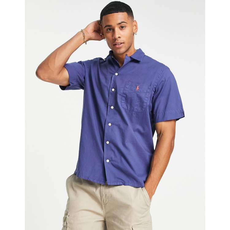 Polo Ralph Lauren oversized fit short sleeve shirt classic with pony logo  in light navy