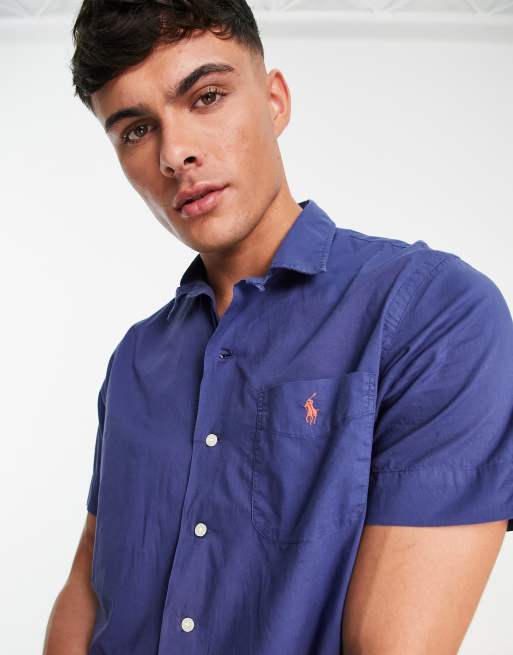 Polo Ralph Lauren oversized fit short sleeve shirt classic with pony logo  in light navy