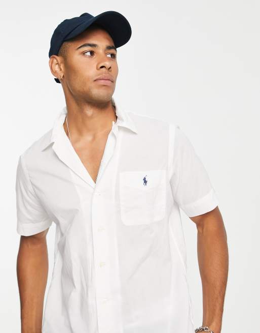 white ralph lauren short sleeve shirt