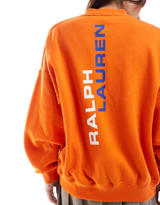 Polo Ralph Lauren oversized flag print sweatshirt in orange ASOS