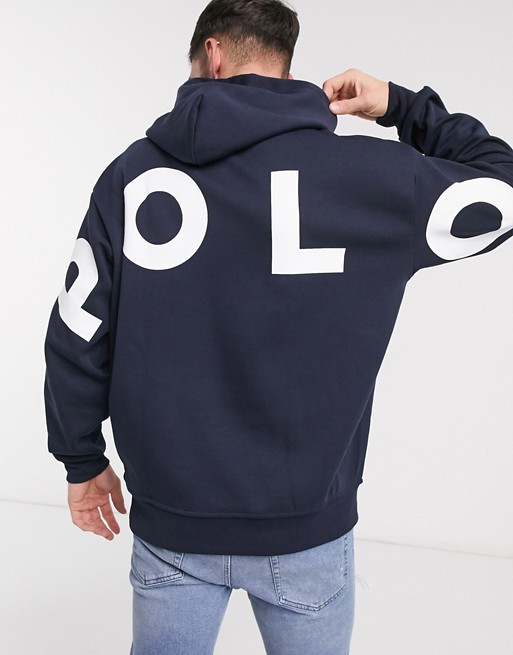 Polo Ralph Lauren oversized large back and player logo hoodie in navy