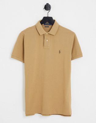 Polo Ralph Lauren oversized pique polo in tan with pony logo