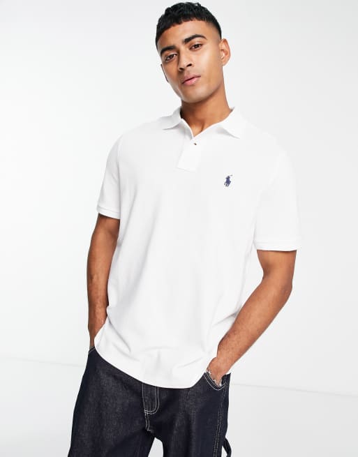 Polo Ralph Lauren oversized pique polo in white with pony logo