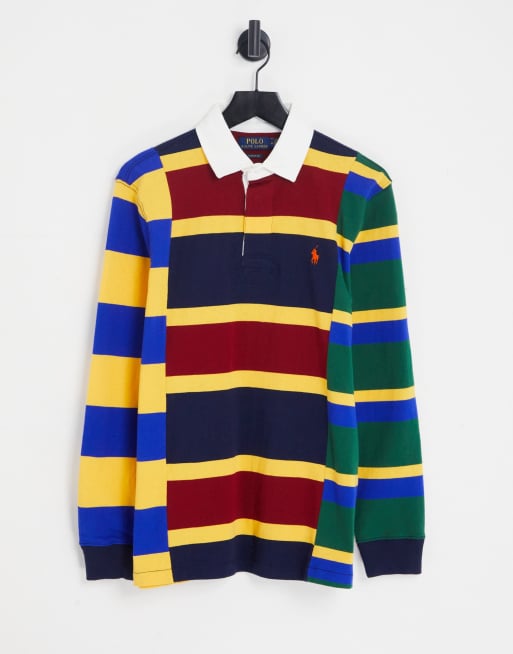 Polo Ralph Lauren oversized stripe rugby polo in red cut & sew stripe | ASOS